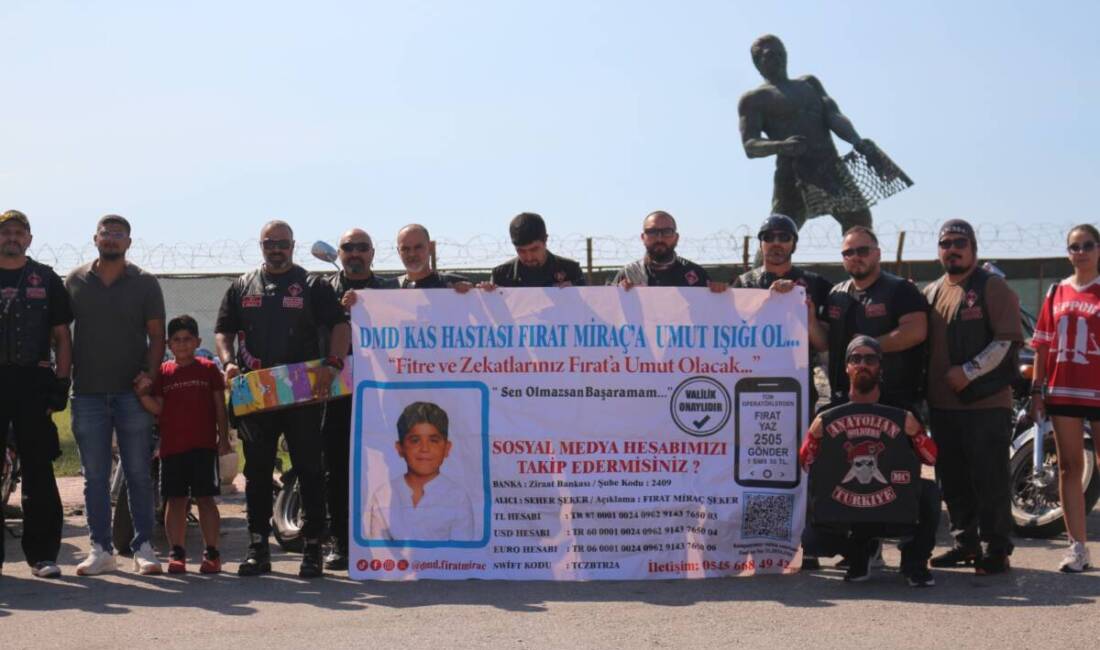 Hatay’ın İskenderun ilçesinde çeşitli illerden gelen motosikletliler, Duchenne Musküler Distrofi