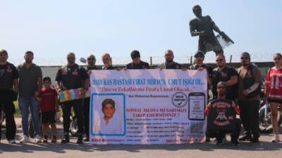 Hatay’ın İskenderun ilçesinde çeşitli illerden gelen motosikletliler, Duchenne Musküler Distrofi