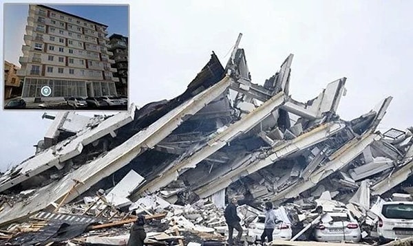 Hatay’da 6 Şubat 2023’te meydana gelen depremde Nilüfer Apartmanı’nın yıkılması