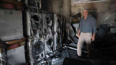 Hatay’ın Antakya ilçesinde esnaflık yapan Mithat Uslu’ya ait beyaz eşya