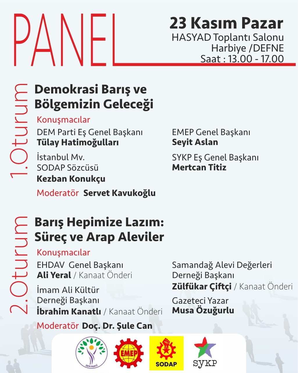 &nbsp; Hatay’ın Defne ilçesinde 23 Kasım Pazar günü düzenlenecek olan