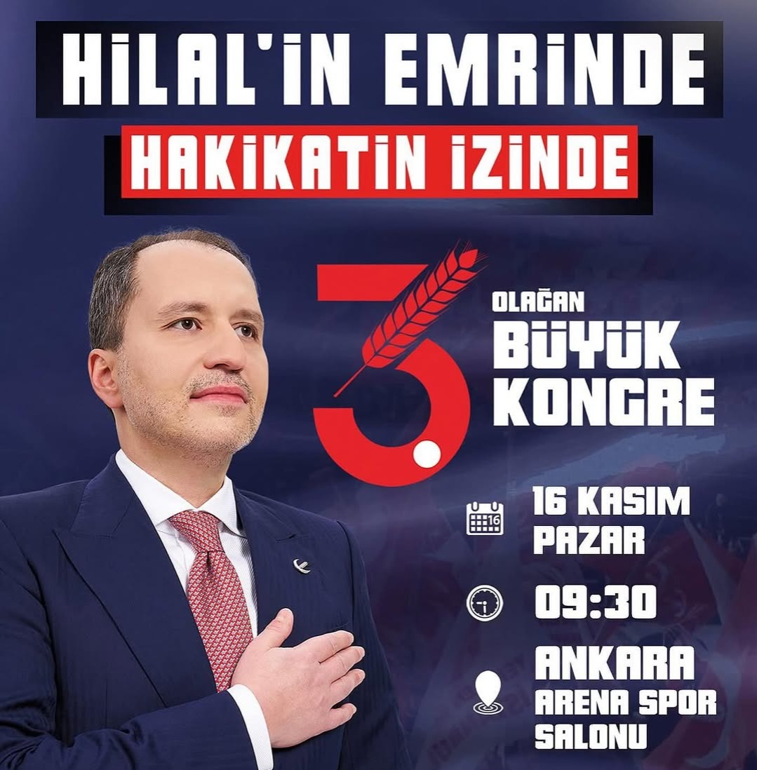 Yeniden Refah Partisi, 3. Olağan Büyük Kongresi’ni 16 Kasım 2025