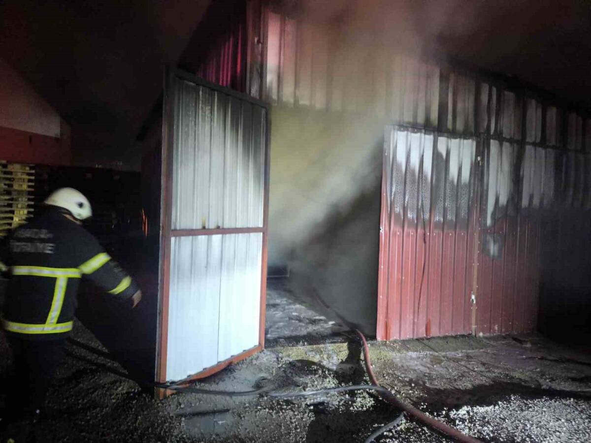 Hatay’ın Kırıkhan ilçesinde bir dondurma bayisine ait depoda çıkan yangın,