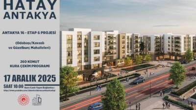 Hatay’ın Antakya ilçesinde yapımı tamamlanan konutlar için kura çekimi heyecanı