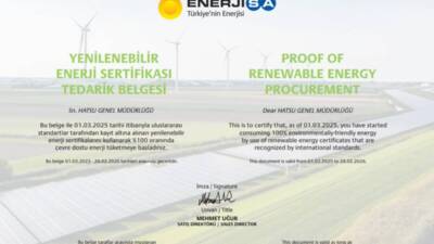 Hatay Büyükşehir Belediyesi’ne bağlı HATSU, %100 yenilenebilir enerji kullanımını belgelendirerek