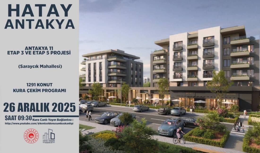 Hatay’ın Antakya ilçesinde yapımı tamamlanan konutlar için kura çekimi gerçekleştirilecek.