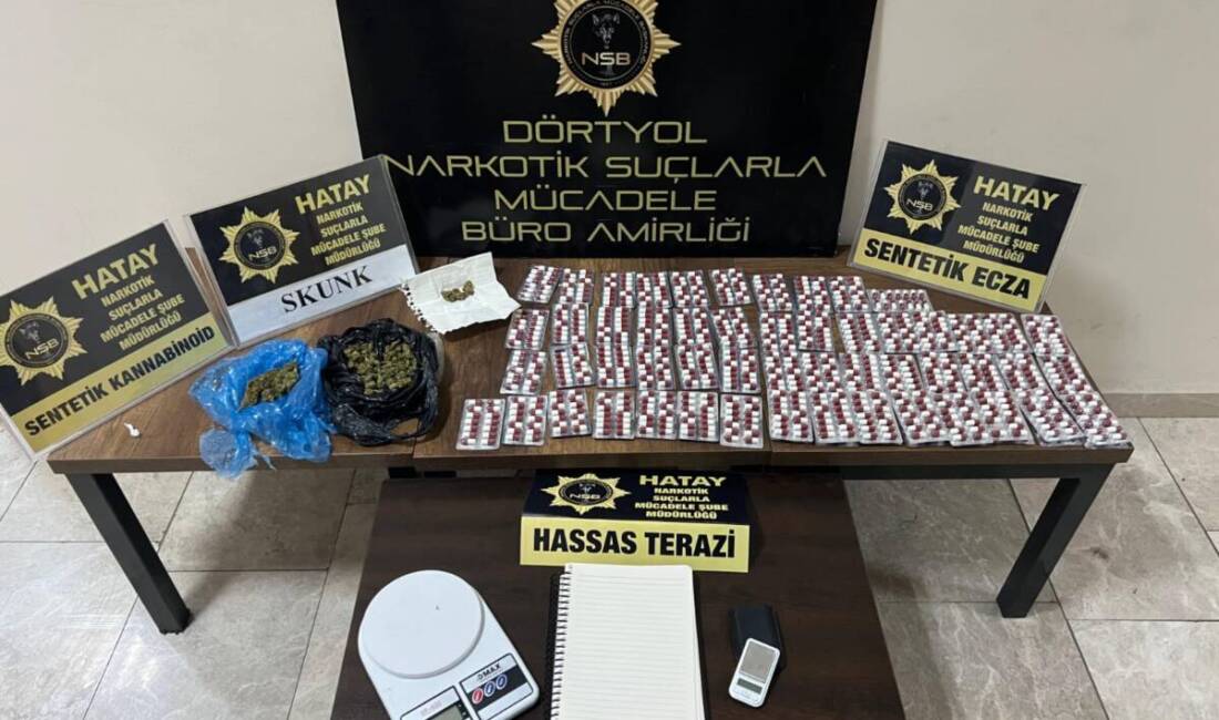 Hatay’ın Dörtyol ilçesinde uyuşturucu ile mücadele kapsamında yürütülen çalışmalarda iki