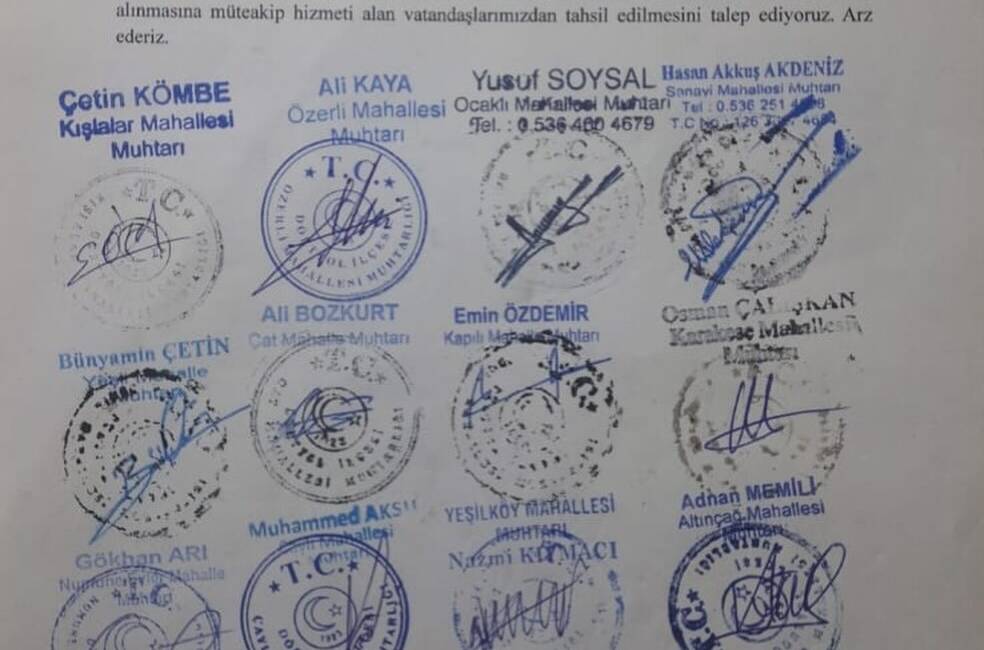 Dörtyol’da mahalle muhtarları, kanalizasyon sistemi olmayan yerlerden HATSU tarafından atık