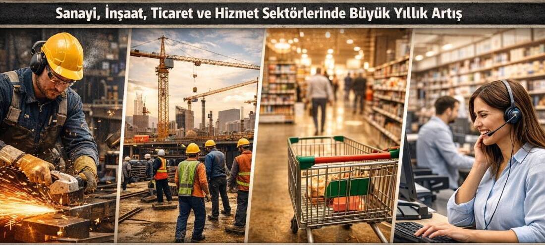 TÜİK verilerine göre sanayi, inşaat, ticaret ve hizmet sektörlerinde toplam