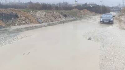 Defne ilçesi Koçören Mahallesi Yıldız Market arkası yol, yağışların ardından