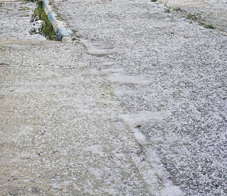 Hatay genelinde etkili olan yağışlı hava, bazı ilçelerde dolu yağışıyla