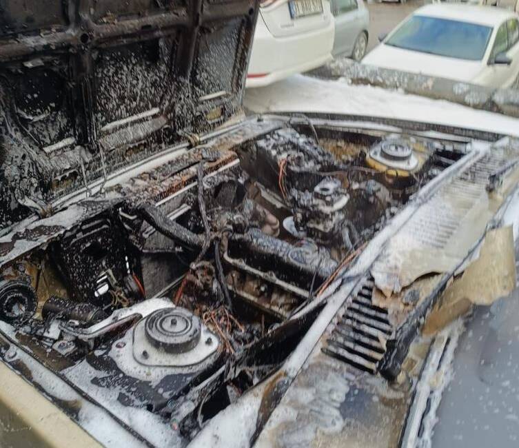 Hatay’ın Dörtyol ilçesinde park halindeki bir otomobilin motor kısmında çıkan