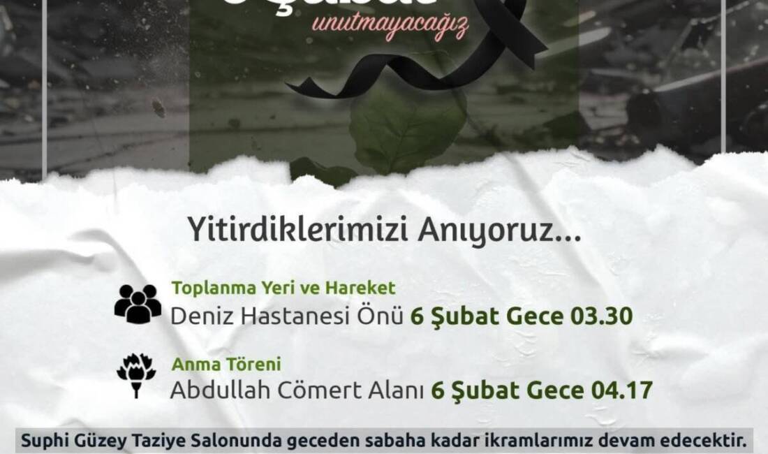 6 Şubat depremlerinin yıl dönümünde Hatay’ın Samandağ ilçesinde anma programı