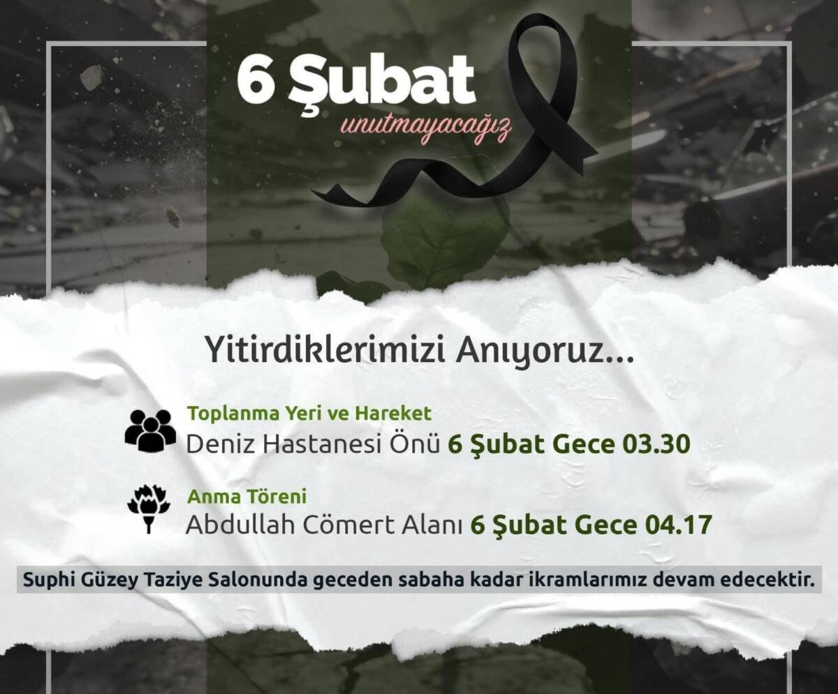 6 Şubat depremlerinin yıl dönümünde Hatay’ın Samandağ ilçesinde anma programı