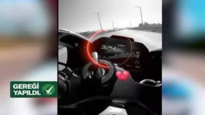 Hatay’ın Erzin ilçesinde otoyolda motosikletle 324 kilometre hıza ulaşarak hem