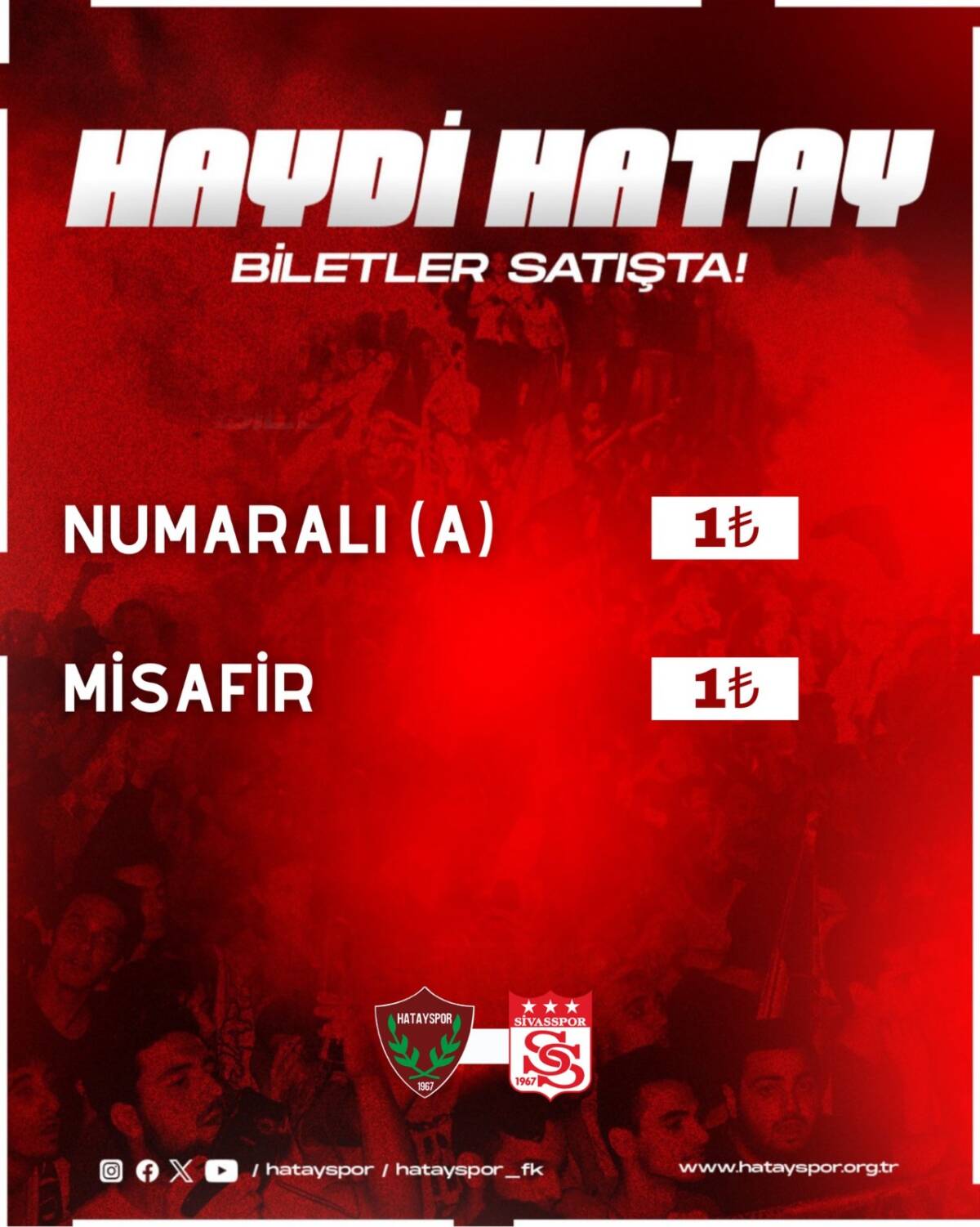 Süper Lig’de ligden düşmesi kesinleşen Hatayspor, bugün oynayacağı Sivasspor karşılaşması