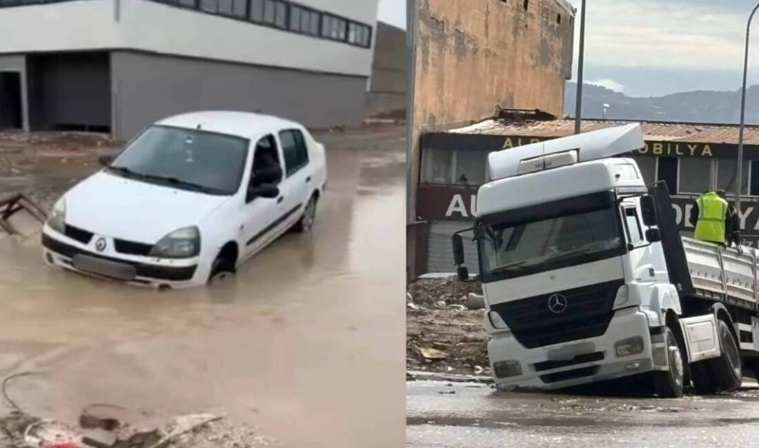 Hatay’ın Antakya ilçesinde bulunan Küçük Sanayi Sitesi’nde, yağışların ardından oluşan