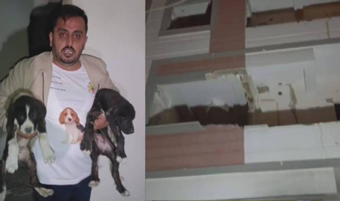 Hatay’ın Kırıkhan ilçesinde, yıkım kararı verilen bir binada mahsur kalan