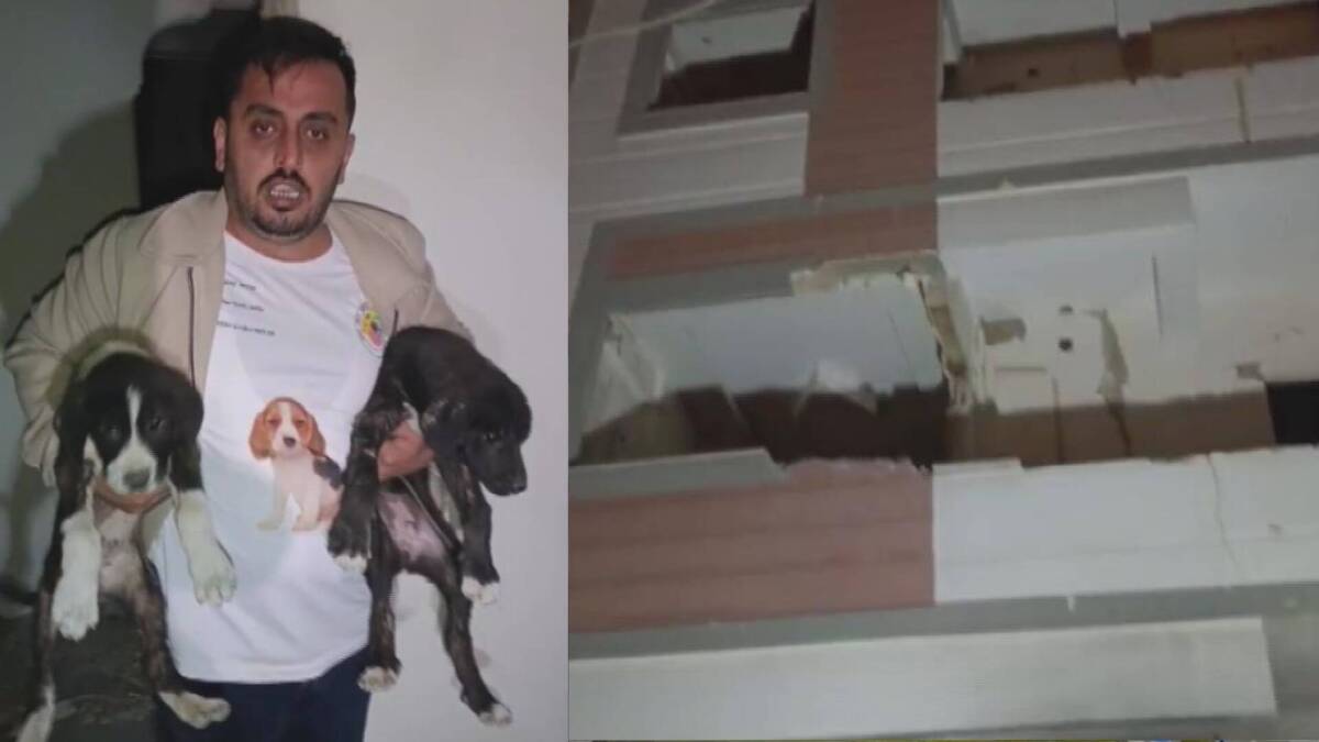 Hatay’ın Kırıkhan ilçesinde, yıkım kararı verilen bir binada mahsur kalan