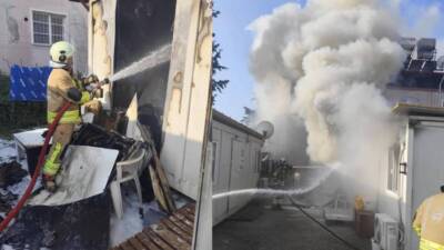 Hatay’ın Antakya ilçesinde depremzede bir ailenin barındığı konteynerde çıkan yangın,