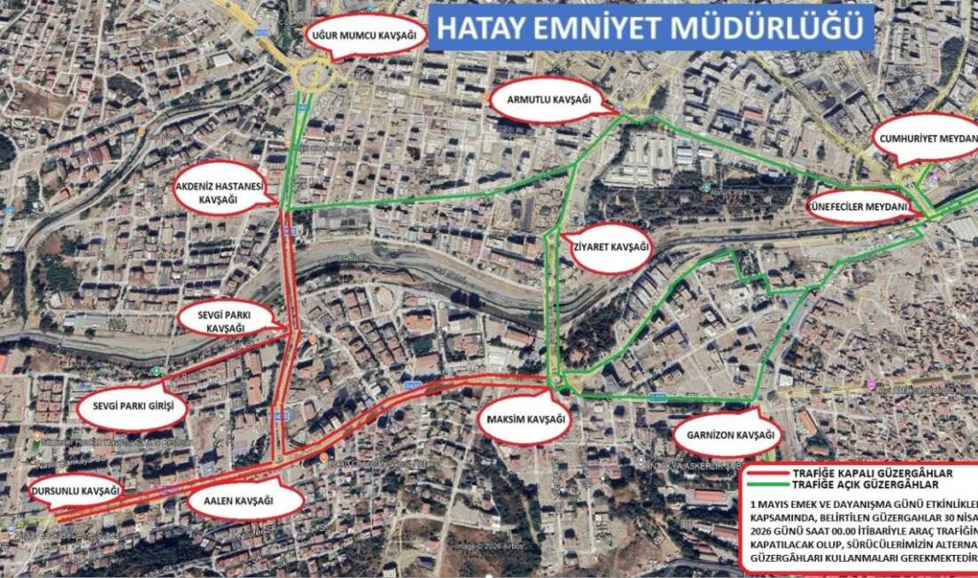 Hatay’da 1 Mayıs öncesi kritik trafik düzenlemesi: Harbiye ve çevresindeki