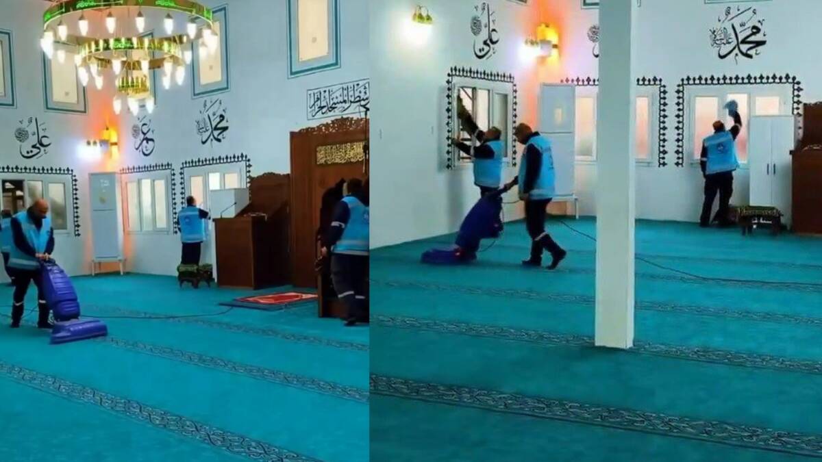 Hatay’ın Antakya ilçesinde ibadethanelerde yürütülen temizlik çalışmaları hız kesmeden devam