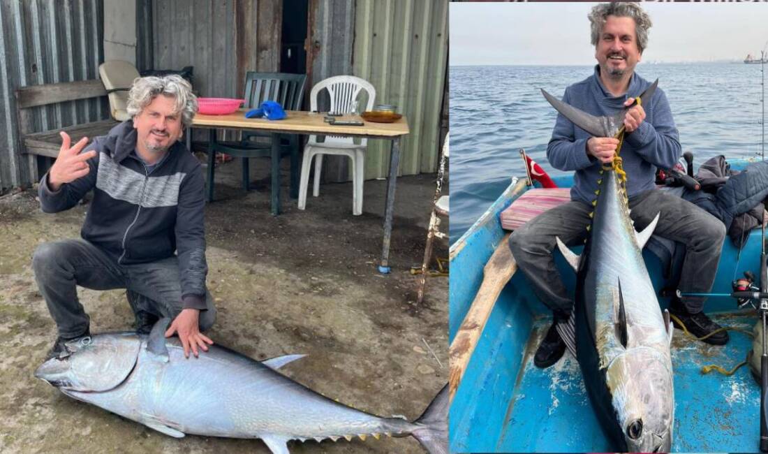 Hatay'da hobi olarak olta balıkçılığı yapan öğretmen Murat Çengel, devasa