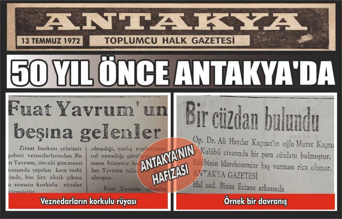 Antakya’nın geçmişine ışık tutan arşivlik bir gazete sayfası, yarım asır