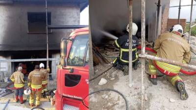 Yayladağı Karaköse Mahallesi’nde çıkan yangında bir müstakil ev tamamen yanarak