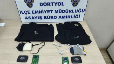 Hatay’ın Dörtyol ilçesinde Motorlu Taşıt Sürücü Kursu sınavına teknolojik kopya