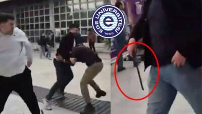 İzmir’de bulunan Ege Üniversitesi’nde (EÜ), öğrenci bildirisi dağıtan gençlere yönelik