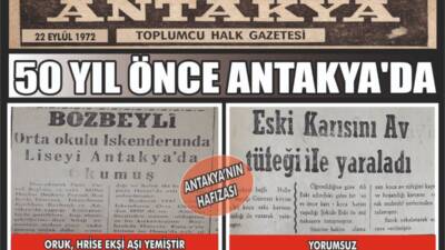 Antakya Gazetesi arşivinden çıkan 22 Eylül 1972 tarihli manşetler, dönemin