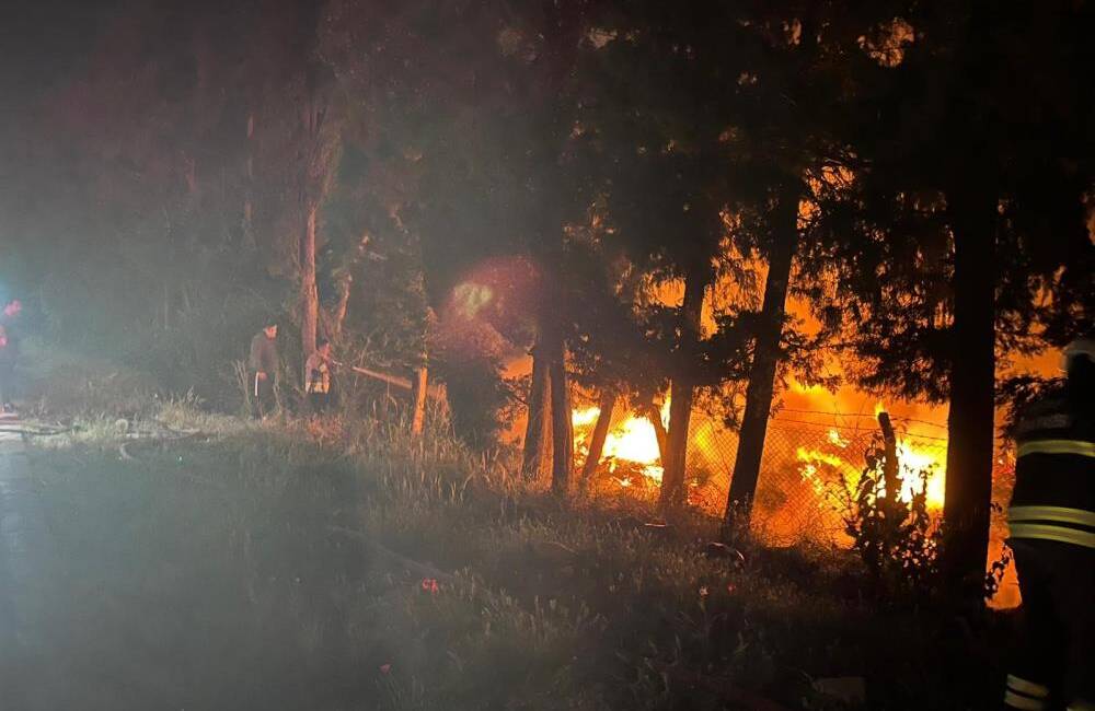 Hatay’ın Arsuz ilçesinde ağaçlık alanda çıkan yangın, itfaiye ekiplerinin hızlı