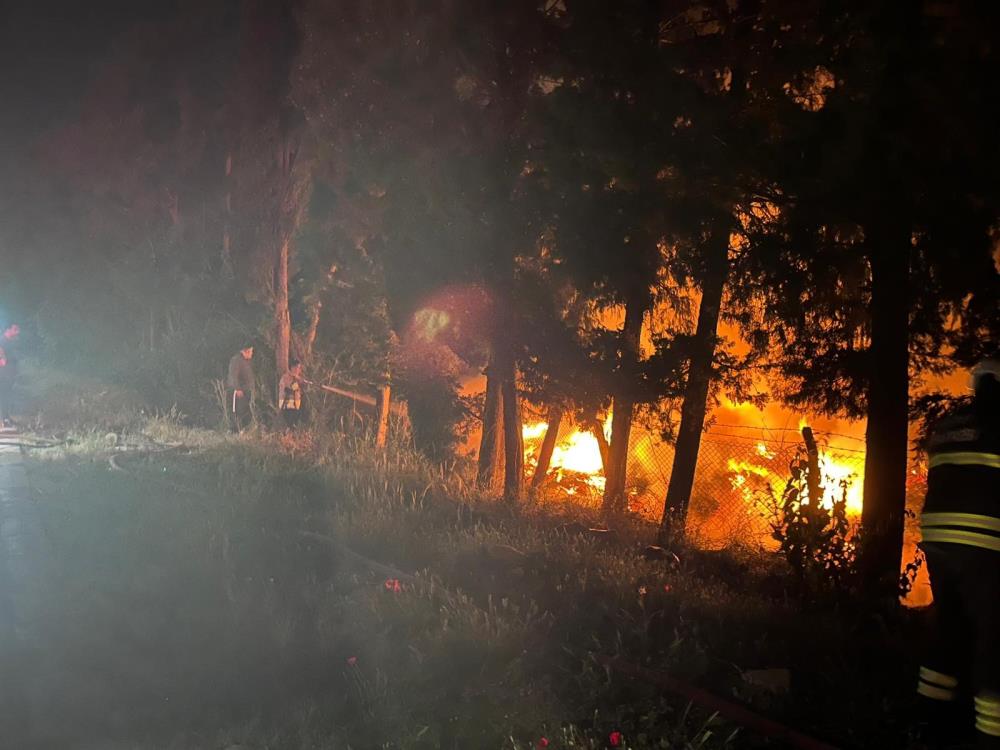 Hatay’ın Arsuz ilçesinde ağaçlık alanda çıkan yangın, itfaiye ekiplerinin hızlı