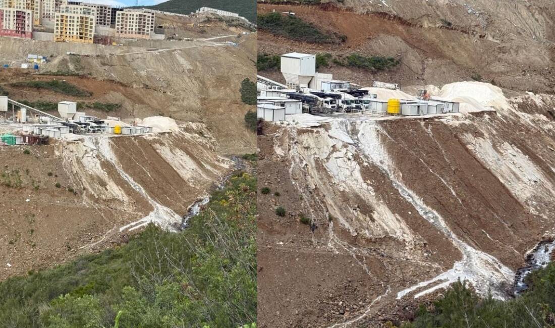 Antakya Gülderen TOKİ bölgesinde devam eden inşaat çalışmaları kapsamında kurulan