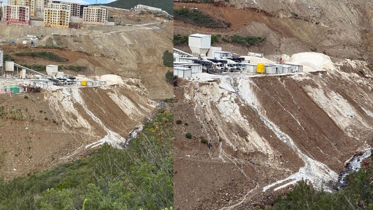 Antakya Gülderen TOKİ bölgesinde devam eden inşaat çalışmaları kapsamında kurulan