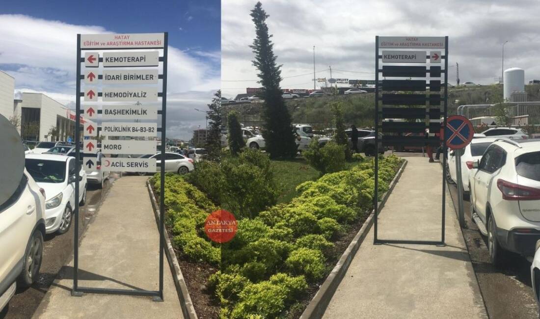 Hatay Eğitim ve Araştırma Hastanesi önünde bulunan kaldırımın, hastane tarafından