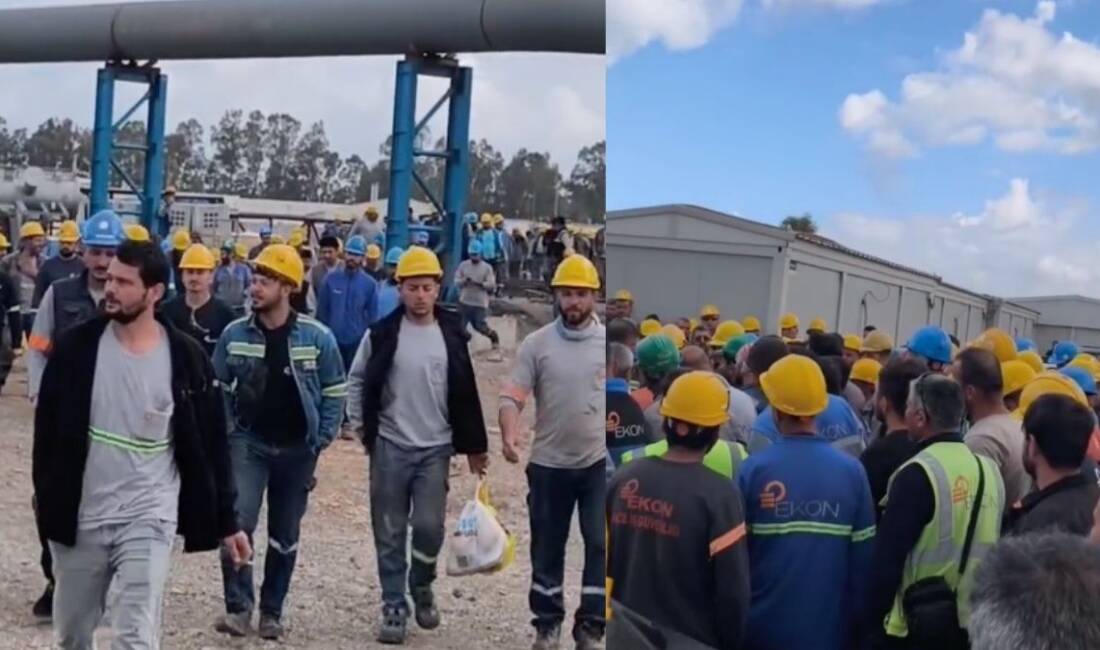 İskenderun’da yapımı devam eden Karbon Siyahı Tesisi’nde çalışan yüzlerce işçinin