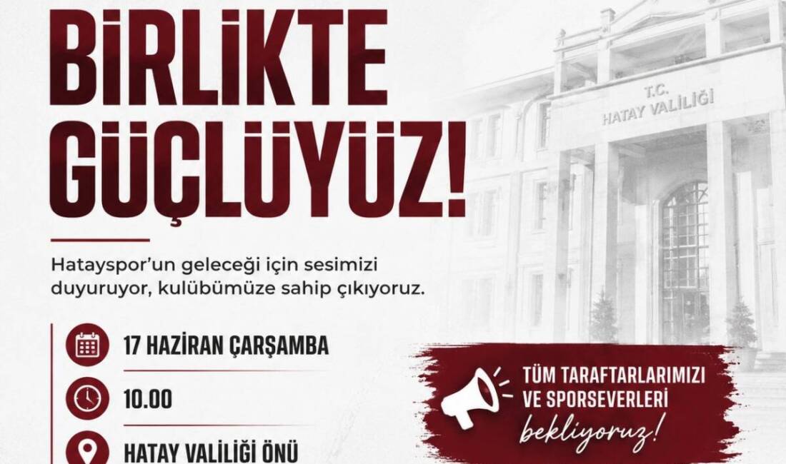 Hatayspor’un geleceğine ilişkin gelişmelere dikkat çekmek amacıyla taraftarlar, Hatay Valiliği