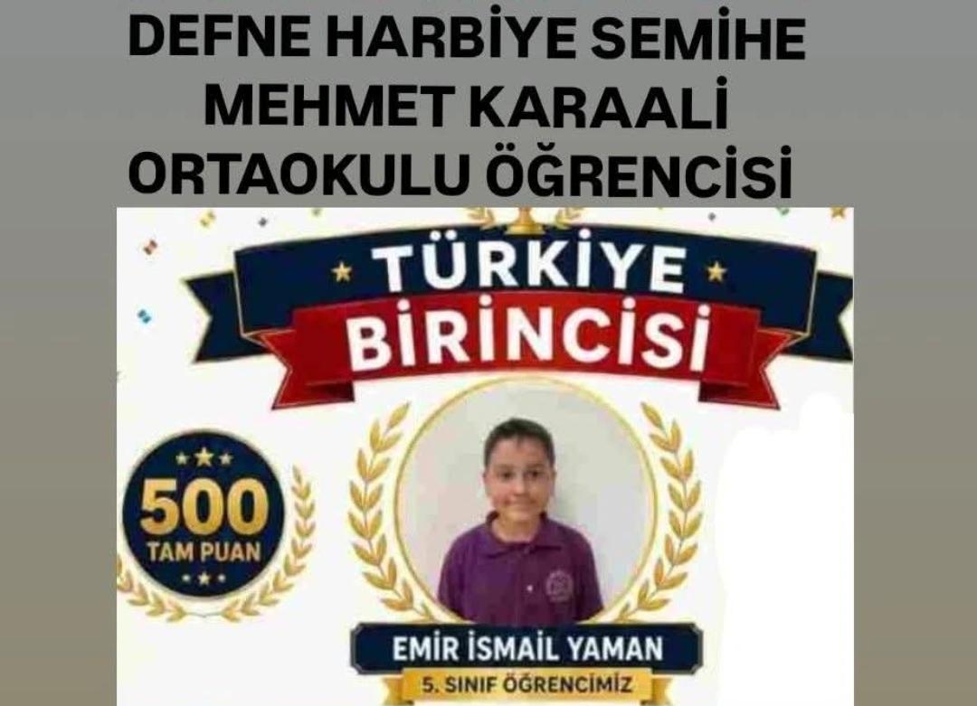 Hataylı öğrenci Türkiye birincisi oldu