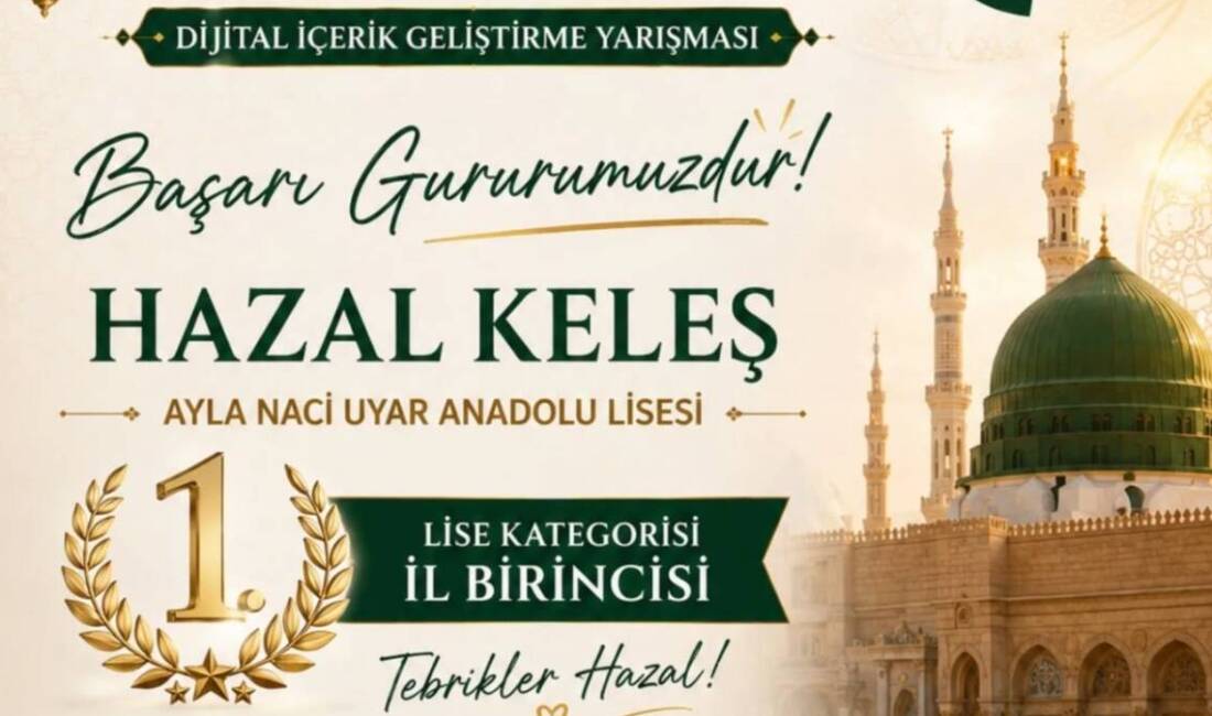 Hataylı öğrenci Hazal Keleş, Milli Eğitim Bakanlığı Din Öğretimi Genel