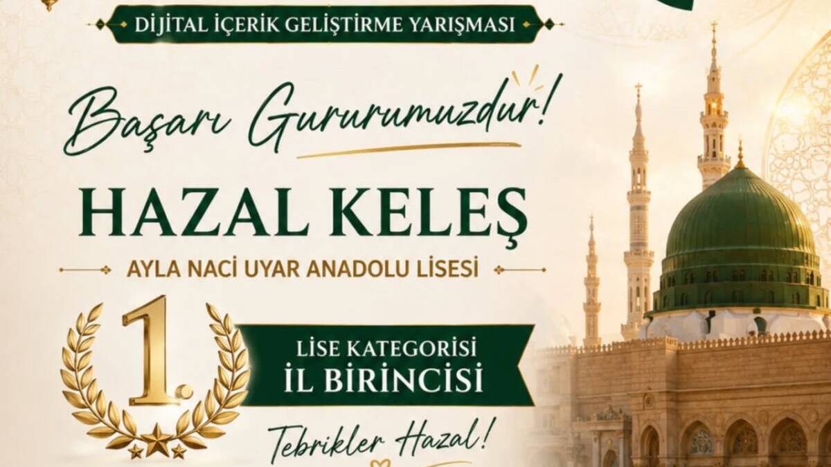 Hataylı öğrenci Hazal Keleş, Milli Eğitim Bakanlığı Din Öğretimi Genel