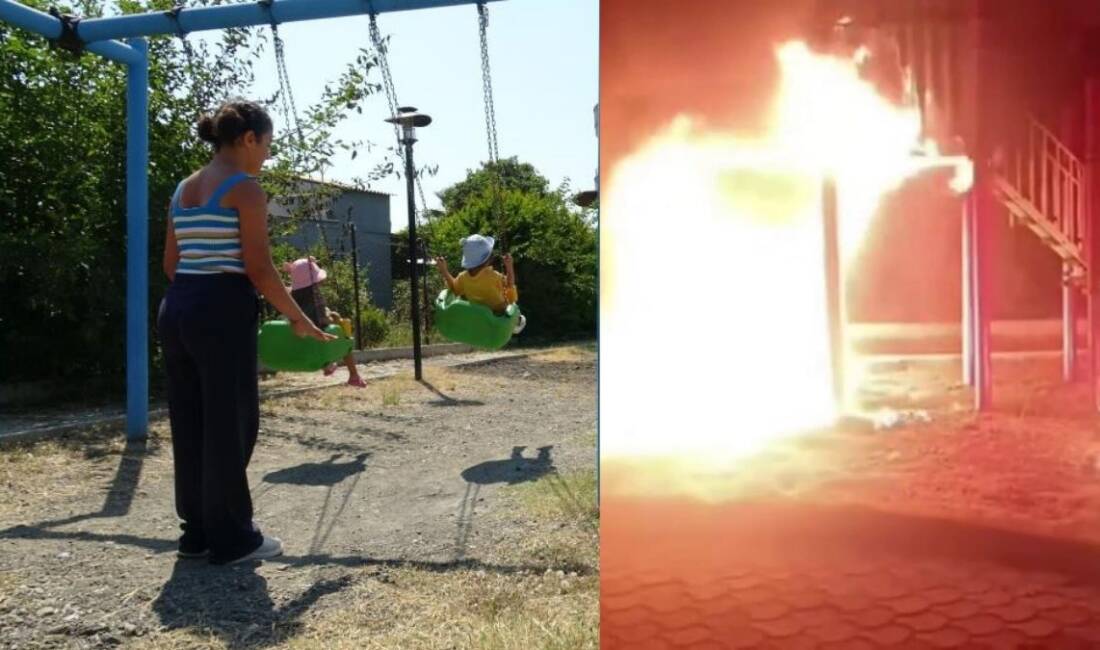Hatay’ın Arsuz ilçesinde çocukların sıkça vakit geçirdiği parkta çıkan yangın