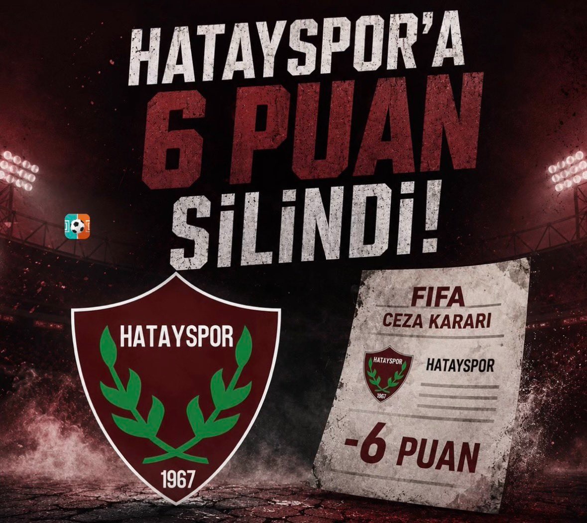 FIFA’nın 6 puan silme cezası verdiği Hatayspor, yeni sezona eksi