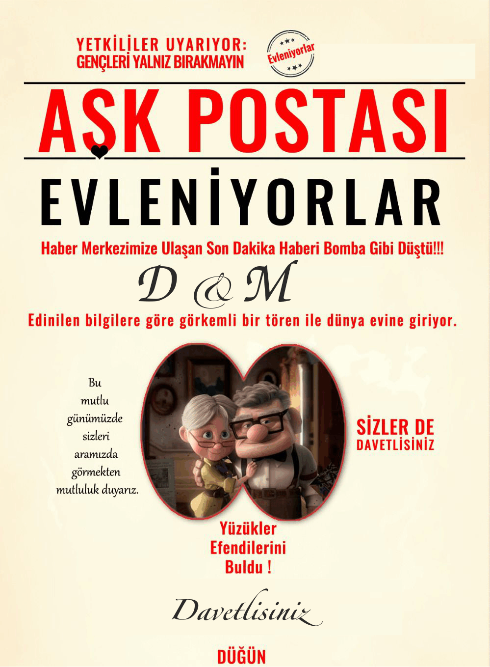  Antakya’da evlenmek üzere olan bir çift oluşturdukları davetiyeyle sevenlerini gülümsettiler.