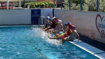 Hatay'ın İskenderun ilçesinde Gençlik ve Spor Bakanlığı tarafından kurulan portatif