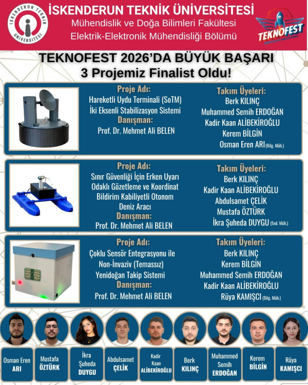İskenderun Teknik Üniversitesi öğrencilerinin hazırladığı üç yenilikçi proje, TEKNOFEST 2026