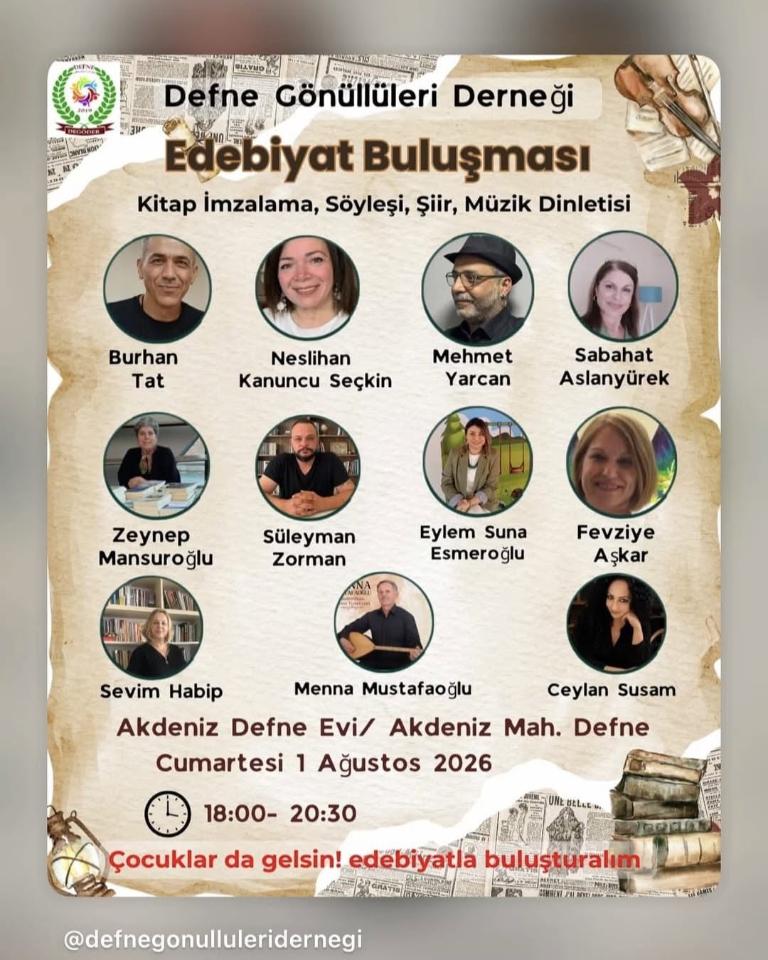 Defne Gönüllüler Derneği’nin girişimiyle ilçede sanat ve edebiyat dolu özel