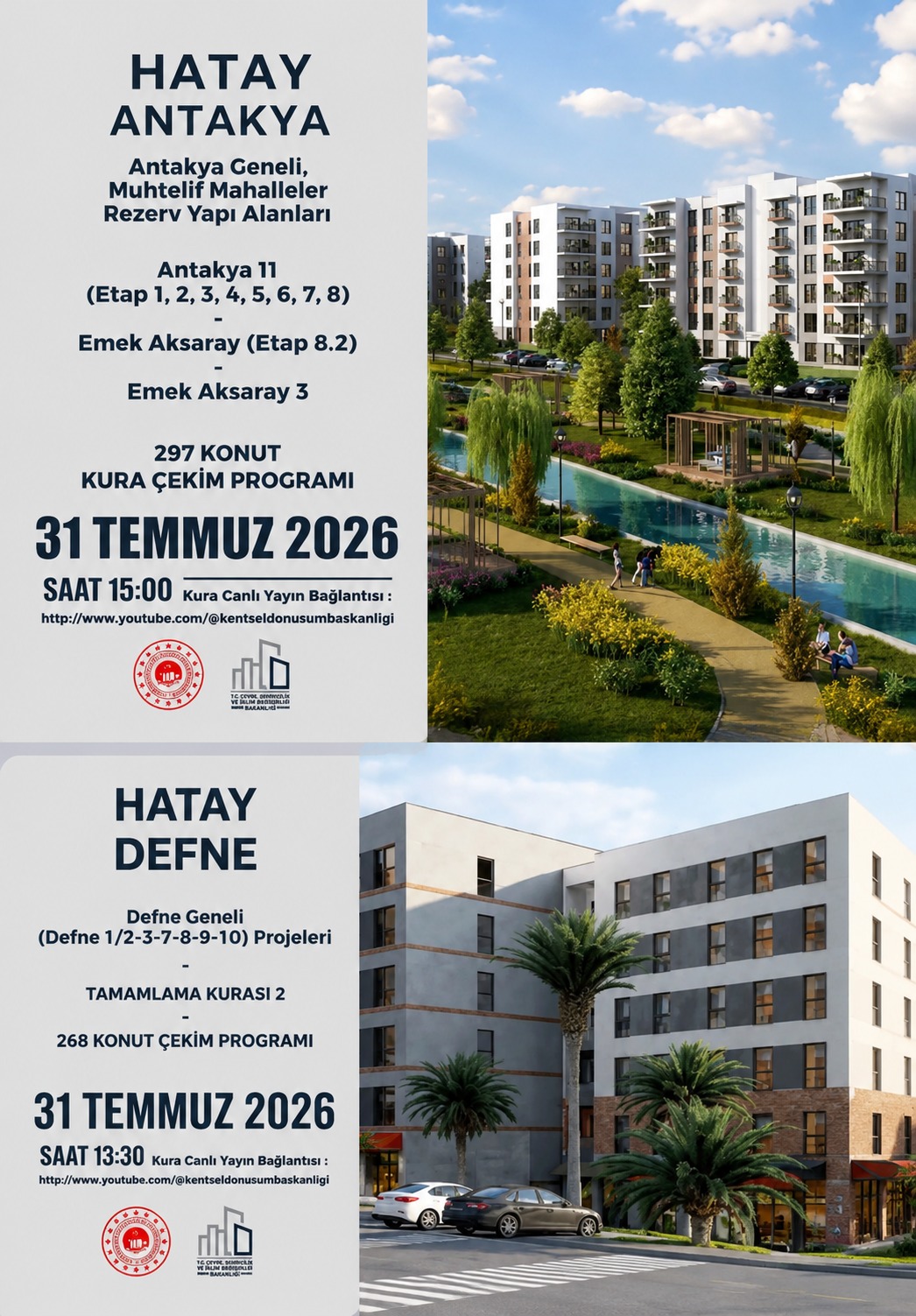 Deprem bölgesi Hatay’da yeniden inşa çalışmaları kapsamında Antakya ve Defne’de