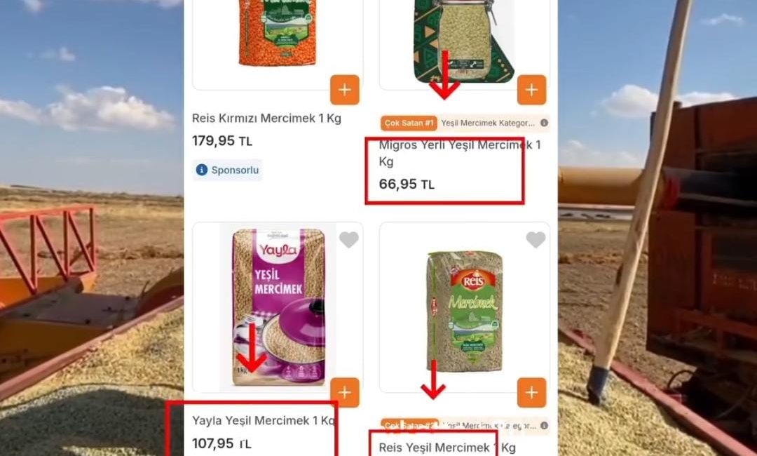 Yozgat’ta üreticiden kilogramı 18-25 liraya çıkan yeşil mercimek, market raflarında